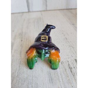 Unique Edge holding candle witch face Halloween decor